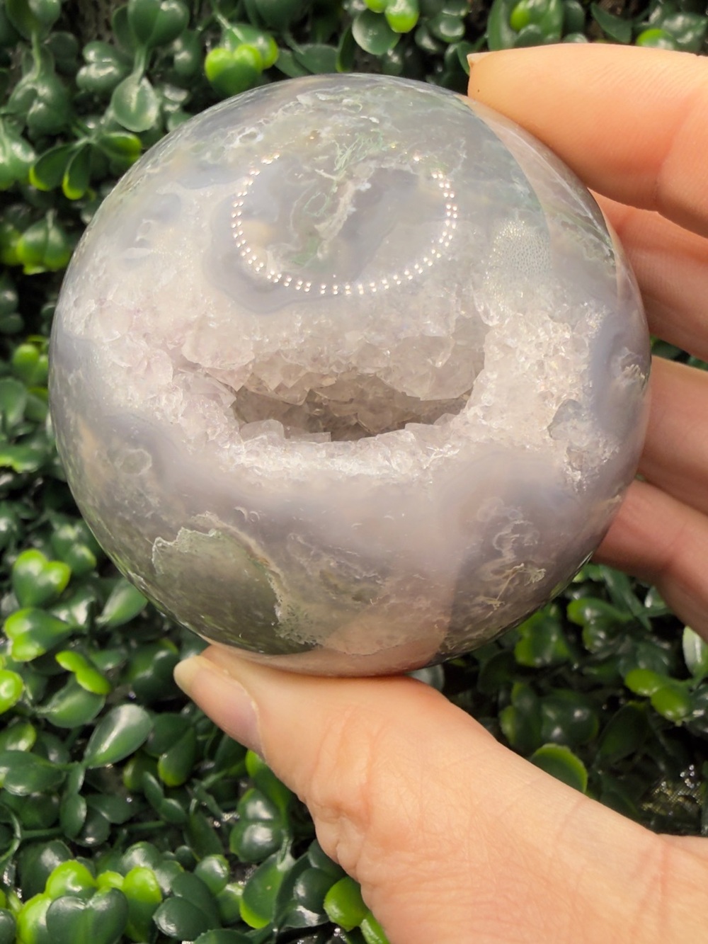 Druzy Moss Agate Sphere 65mm